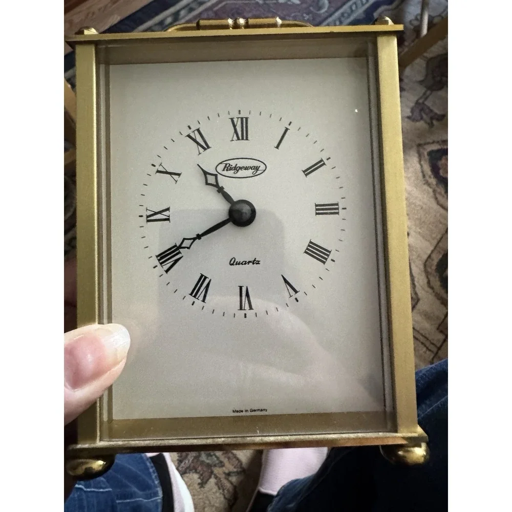 Ridgeway‎ Brass Carriage Clock Quartz Roman Numeral Made In Germany